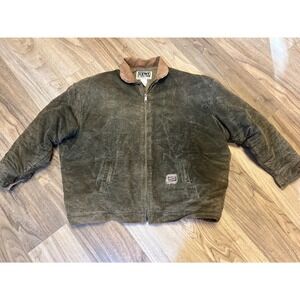 Vintage Kent Berne USA Corduroy Work Jacket Olive Green Quilted Lined XL XXL